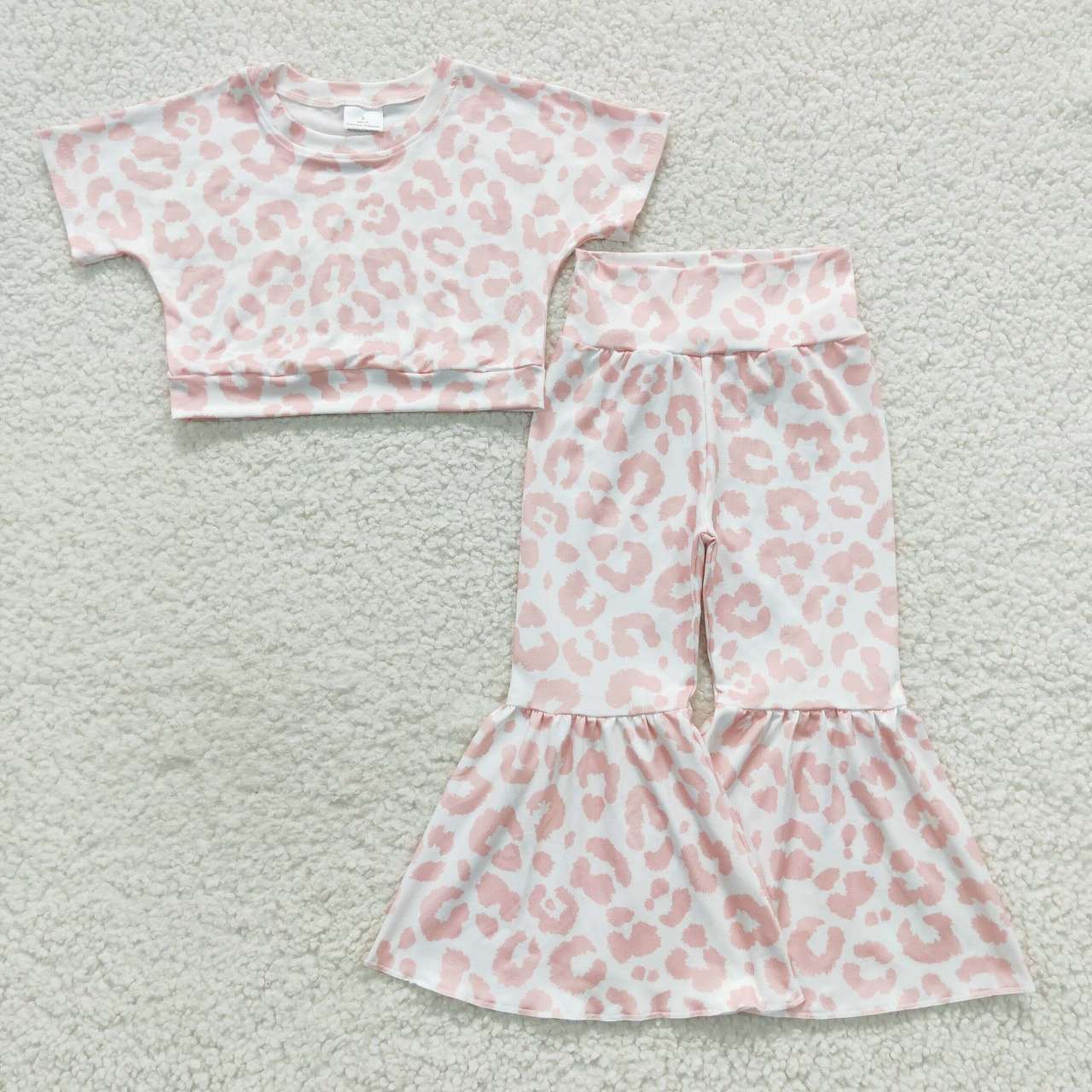 GSPO0780 Baby Girl Leopard Tops Bell Pants Pink Outfit