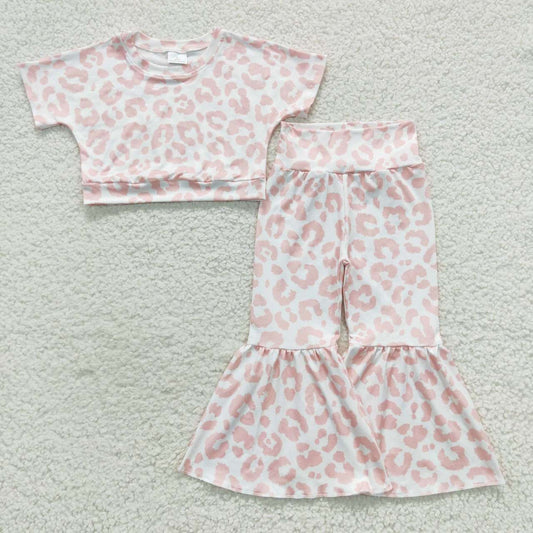 GSPO0780 Baby Girl Leopard Tops Bell Pants Pink Outfit