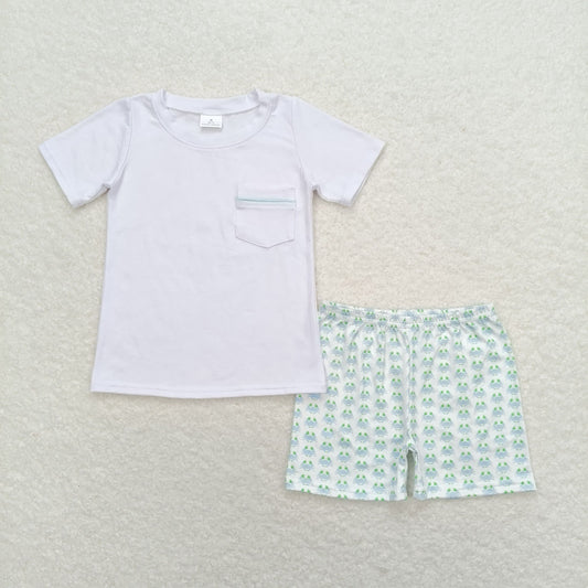 Baby Boy Summer Short Sleeves White Shirt Crabs Shorts Set