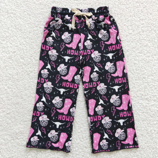 P0143 Western Baby Girl Howdy Cow Boots Pants
