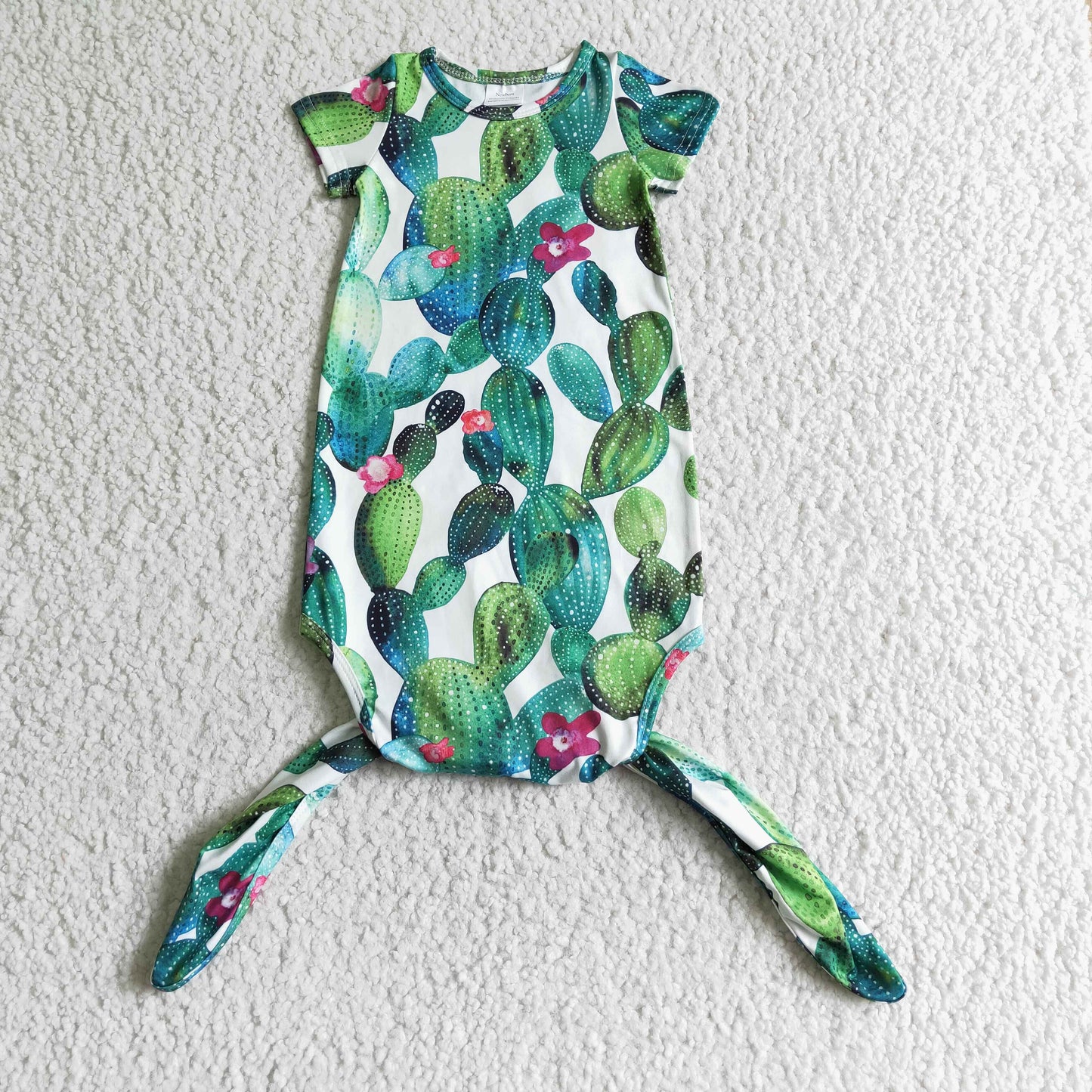 Promotion Baby Kids Newborn Knotted Gown Western Cactus Romper