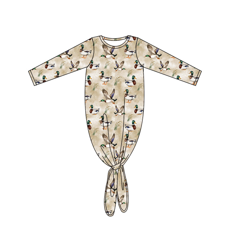 ( Moq 5 ) Preorder Baby Newborn Long Sleeves Ducks Print Footed Romper