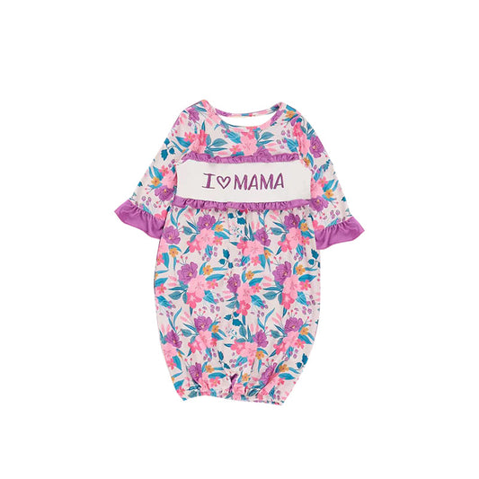 ( Moq 5 ) Preorder Baby Girls Infant I Love MAMA Flower Gown Romper