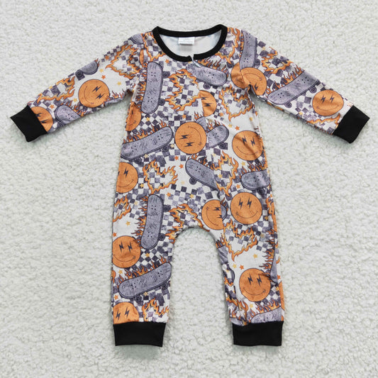 LR0305 Baby Boy Long Sleeves Face Zipper Romper