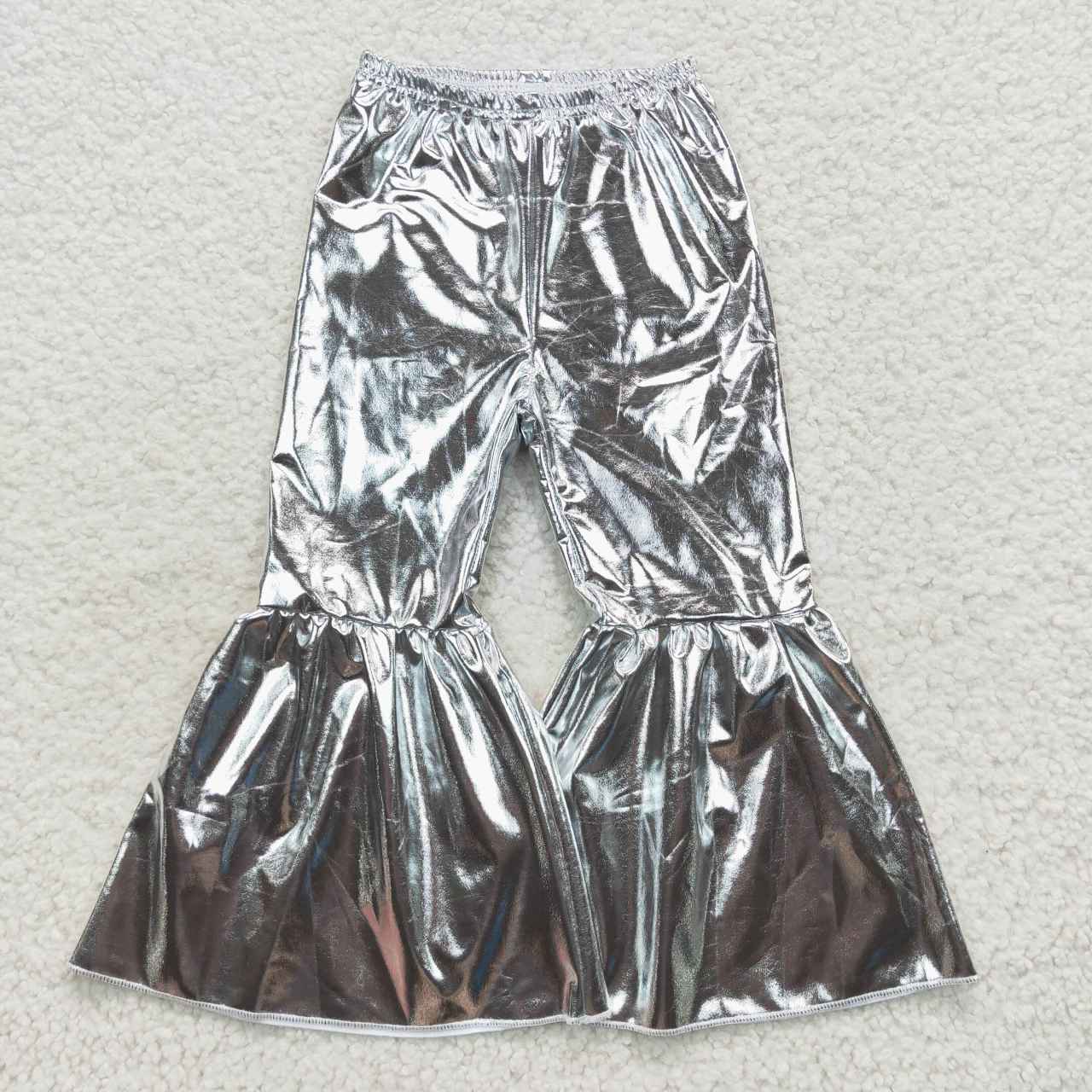 P0254 Baby Girl Holographic Spandex Bell Bottom Pants