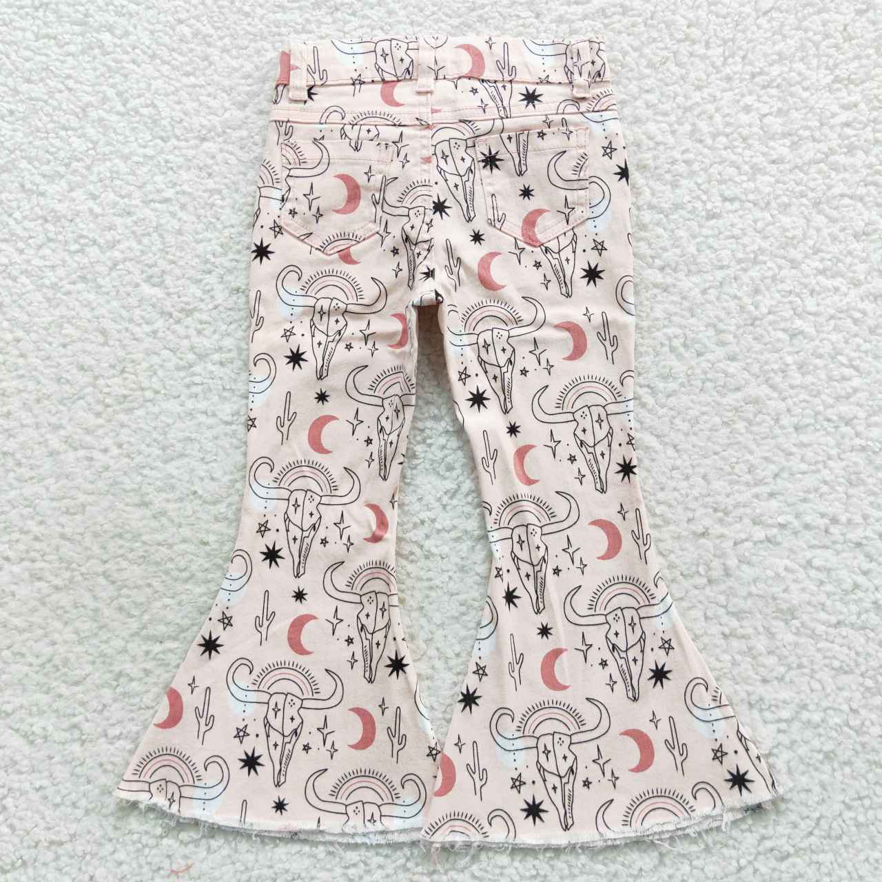 P0226 Baby Girl Western Cow Denim Bell Pants Jeans