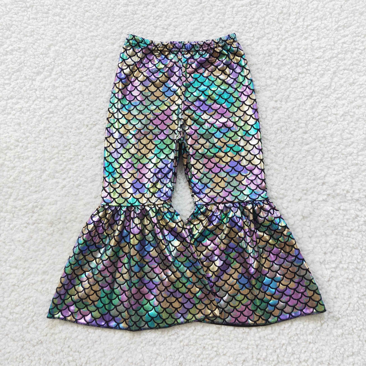 P0251 Baby Girl Holographic Spandex Bell Bottom Pants