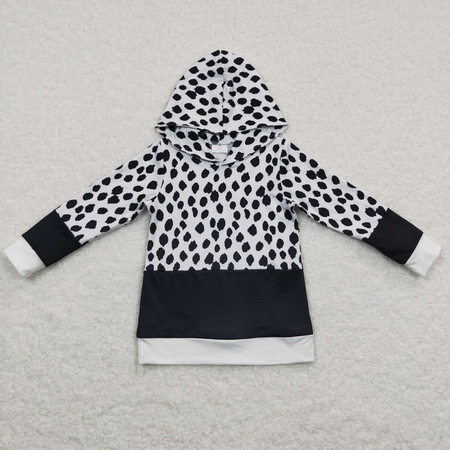 GT0202 Baby Kids Long Sleeves Hoodie Black Dots Shirt