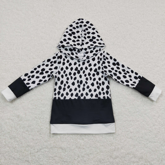 GT0202 Baby Kids Long Sleeves Hoodie Black Dots Shirt