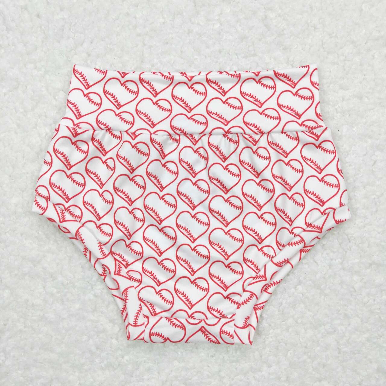 Baby Girl Summer Baseball Hearts Bummies Shorts