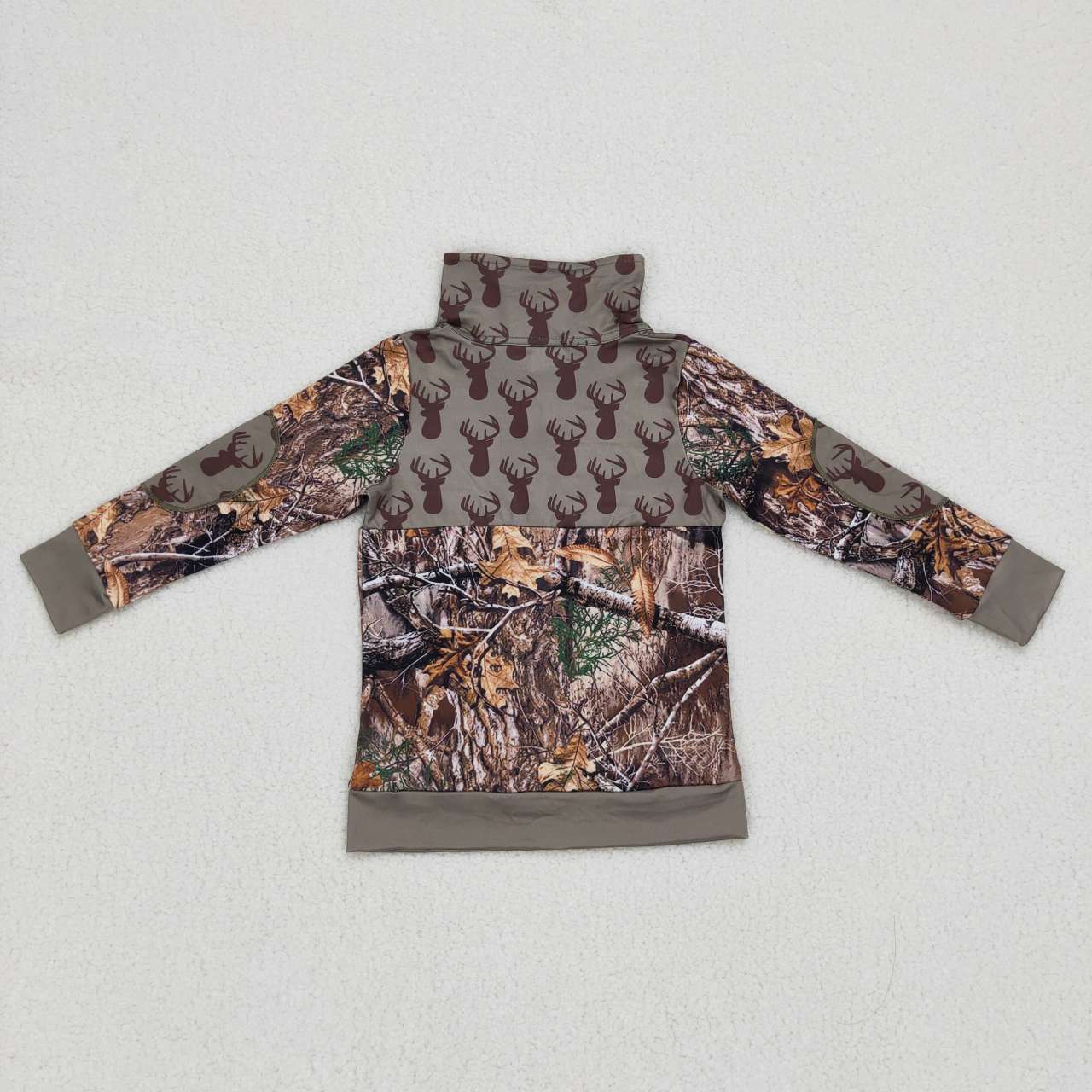 BT0094 Deer Camo Zipper Baby Boy Shirt