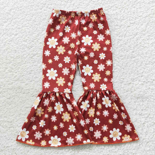 P0206 Baby Girl Floral Bell Bottom Pants