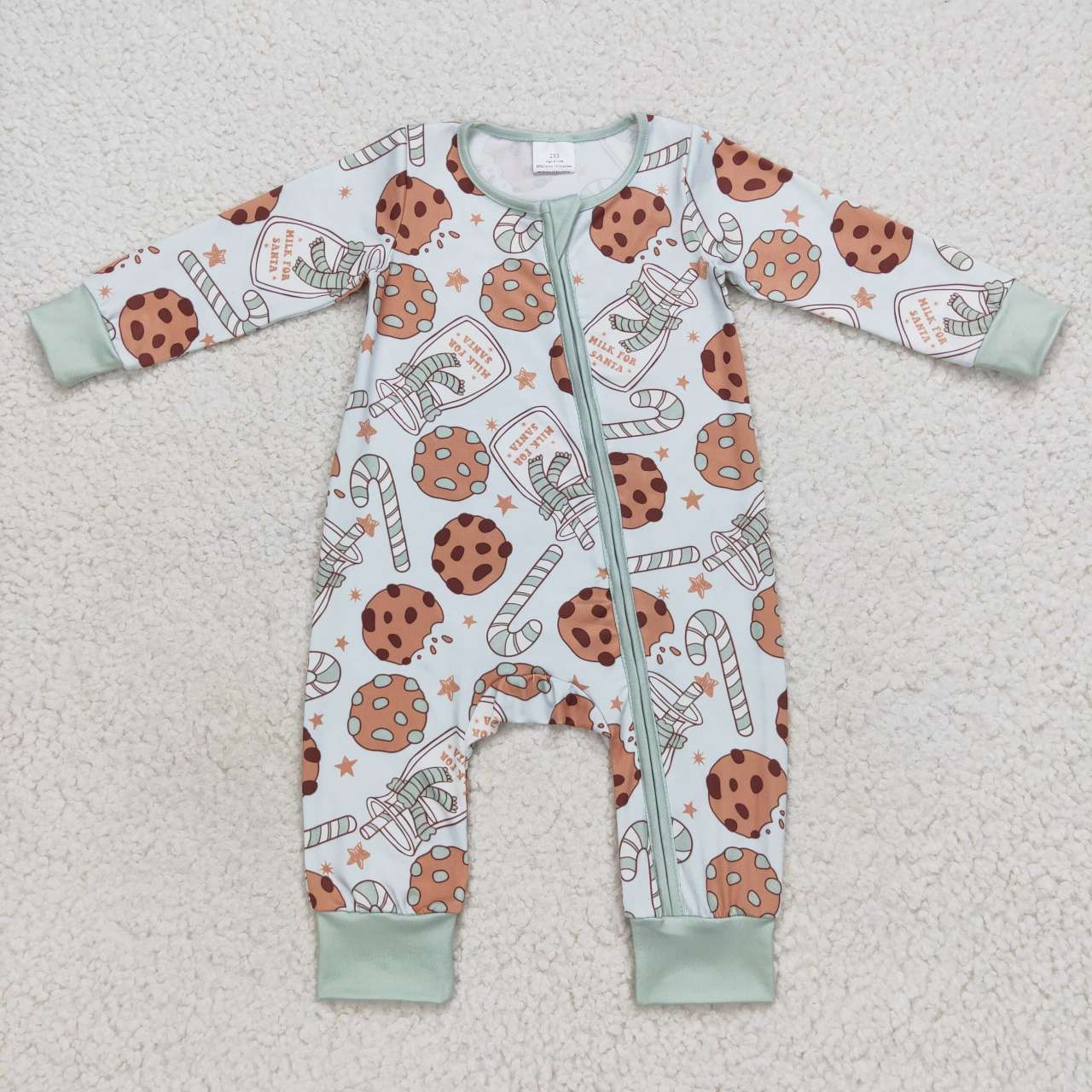 LR0631 Baby Boy Long Sleeves Christmas Candy Cookie One Piece Romper