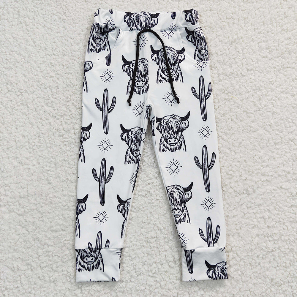Baby Boy Western Cow Cactus Jogger Pants Sibling Clothes RTS