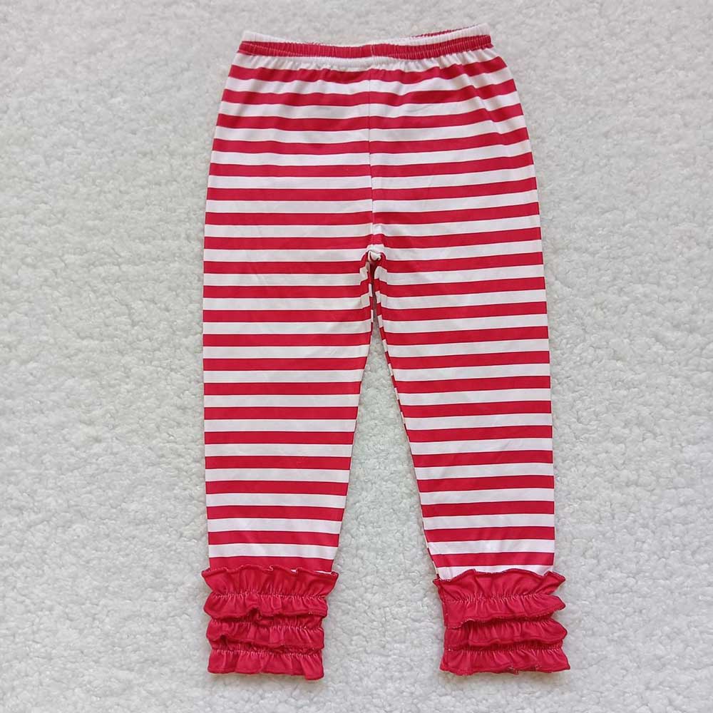 Baby Girl Sibling Christmas Stripes Icing Ruffle Bottom Pants