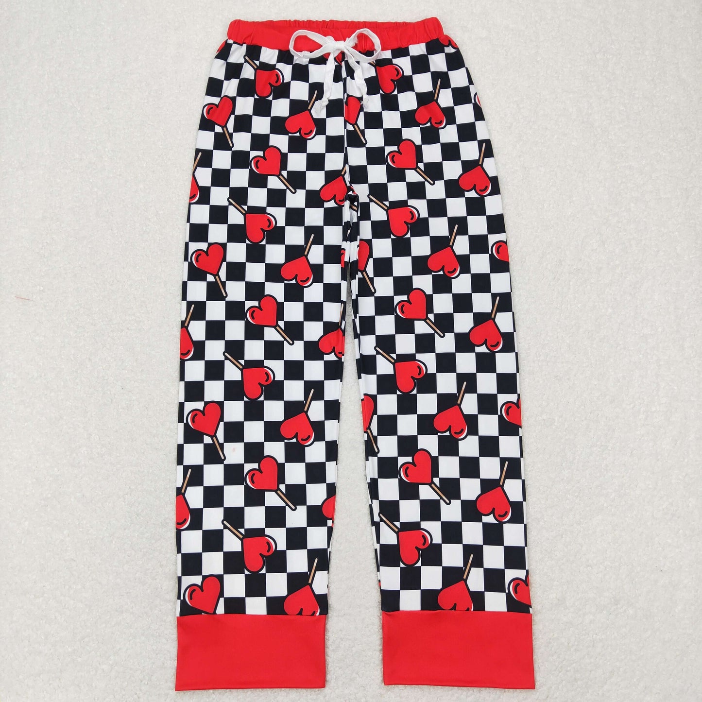 Sibling Dogs Hearts Bows Plaid Print Pajamas Pants Bottoms Adult Women Clothes RTS