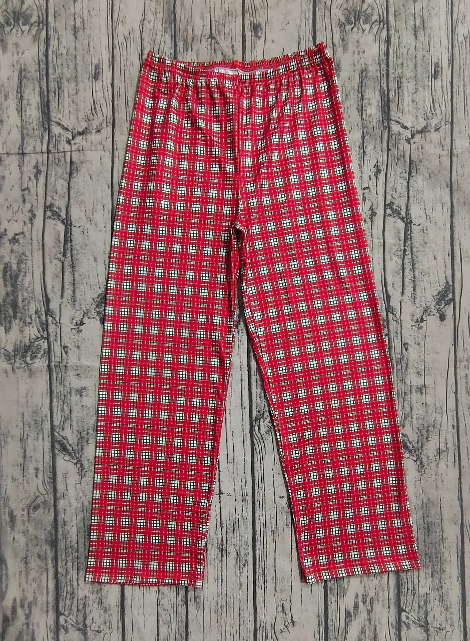 Adult Women Christmas Plaid Cartoon Pocket Pants Pajamas