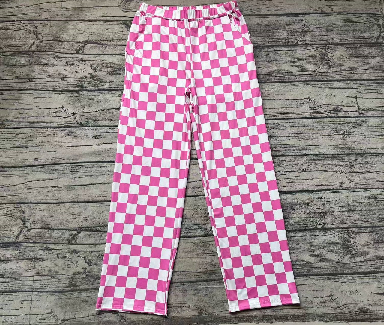 Adult Women Pink Checkered Bottom Pants Pajamas