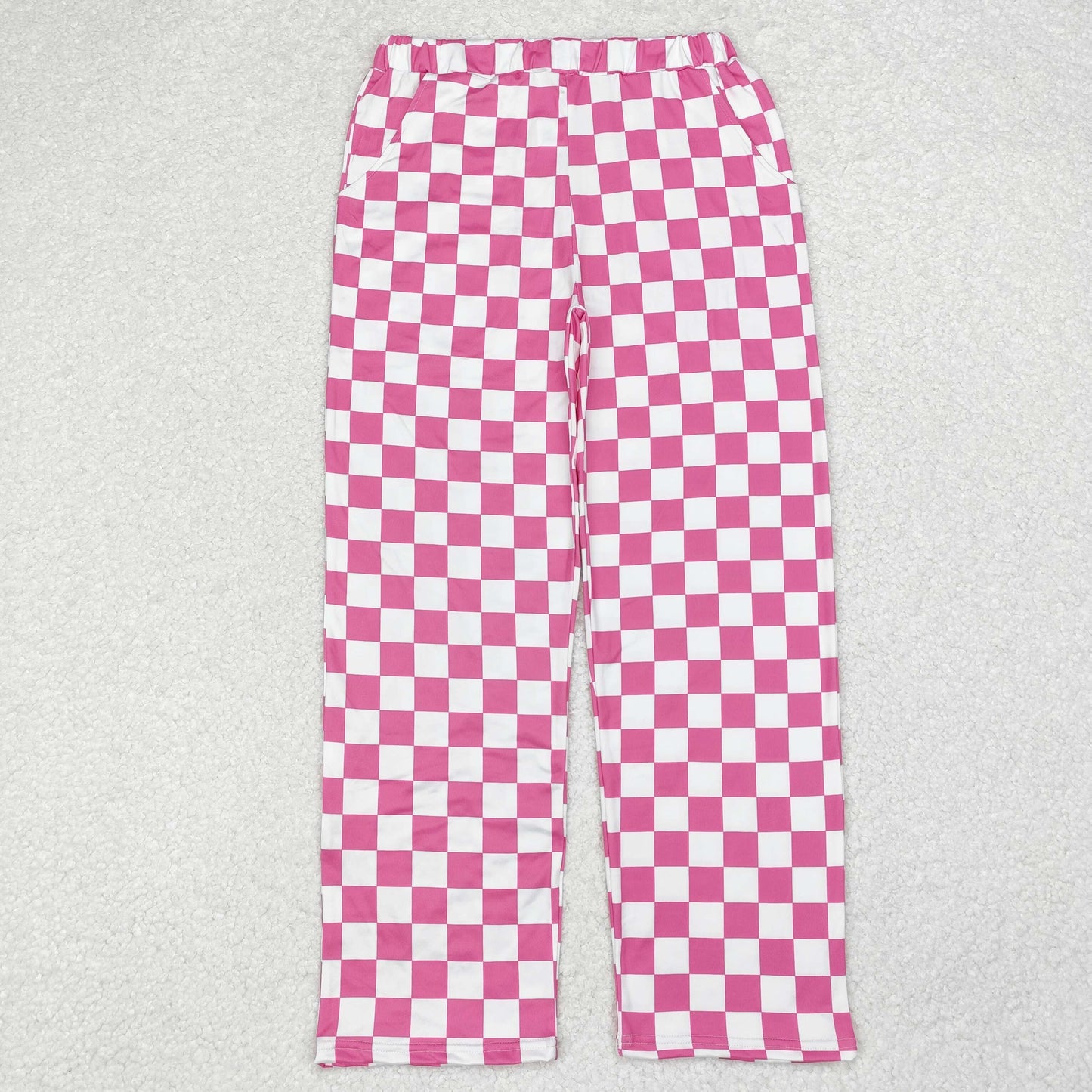 Sibling Dogs Hearts Bows Plaid Print Pajamas Pants Bottoms Adult Women Clothes RTS