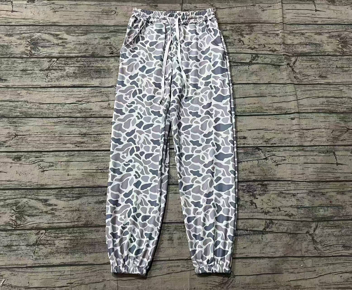 Adult Women Grey Camouflage Pockets Joggers Yoga Active Wear Pants