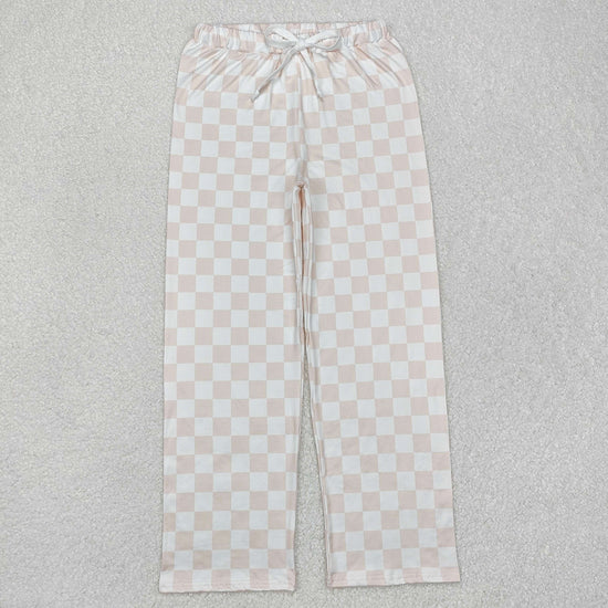 Sibling Dogs Hearts Bows Plaid Print Pajamas Pants Bottoms Adult Women Clothes RTS