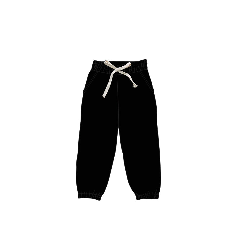 Preorder Baby Kids Toddler Black Jogger Yoga Bottom Pockets Pants