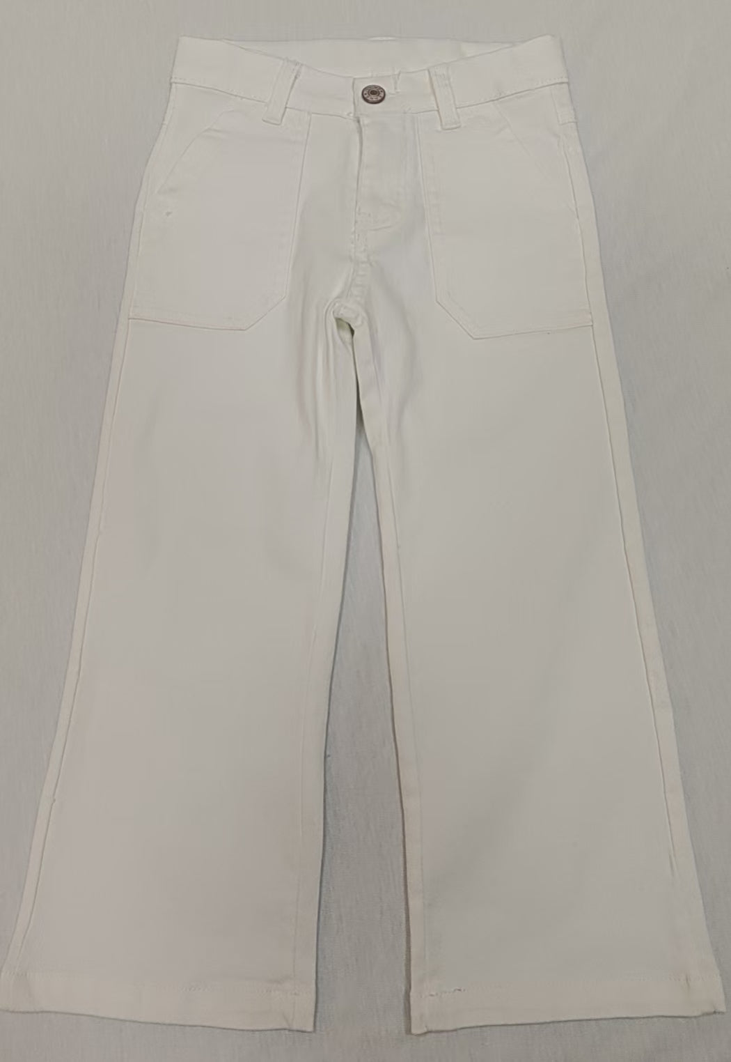 Preorder Baby Girl White Pockets Denim Bottom Pants Jeans( Moq 5 )
