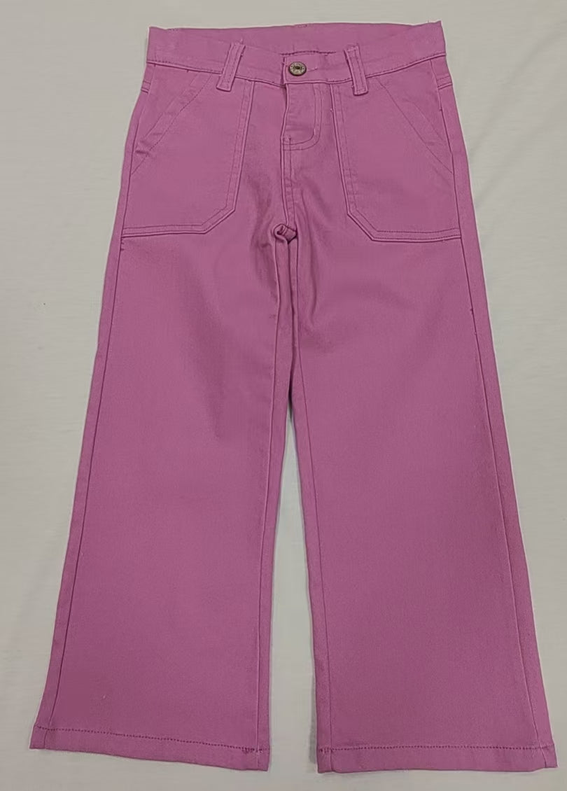 Preorder Baby Girl Purple Pockets Denim Bottom Pants Jeans( Moq 5 )
