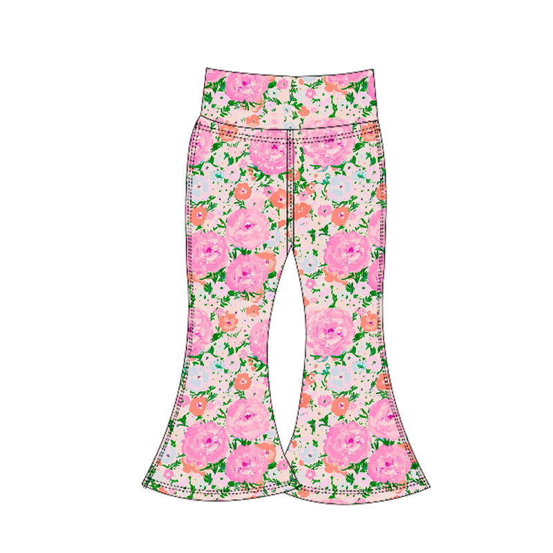 ( Moq 5 ) Preorder Baby Girl Flower Bows Yoga Active Bell Pants