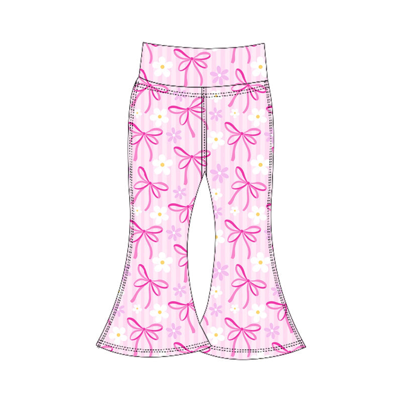 ( Moq 5 ) Preorder Baby Girl Pink Bows Flower Yoga Active Bell Pants