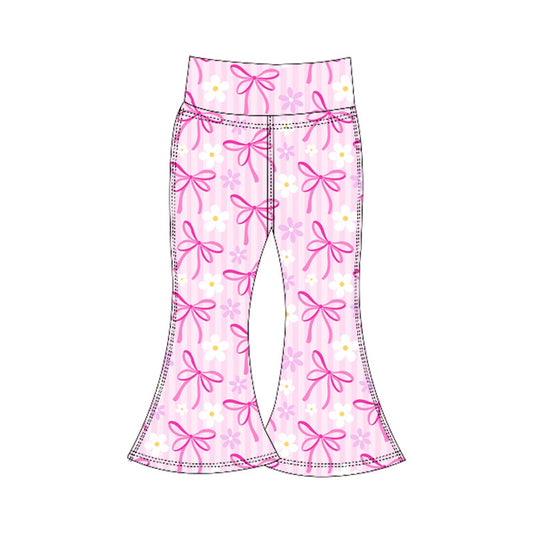 ( Moq 5 ) Preorder Baby Girl Pink Bows Flower Yoga Active Bell Pants