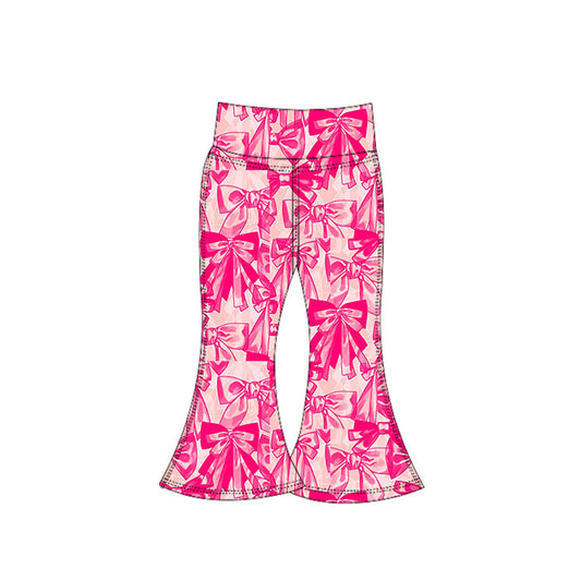 ( Moq 5 ) Preorder Baby Girl Pink Bows Yoga Active Bell Pants