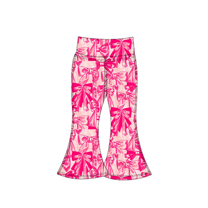 ( Moq 5 ) Preorder Baby Girl Pink Bows Yoga Active Bell Pants