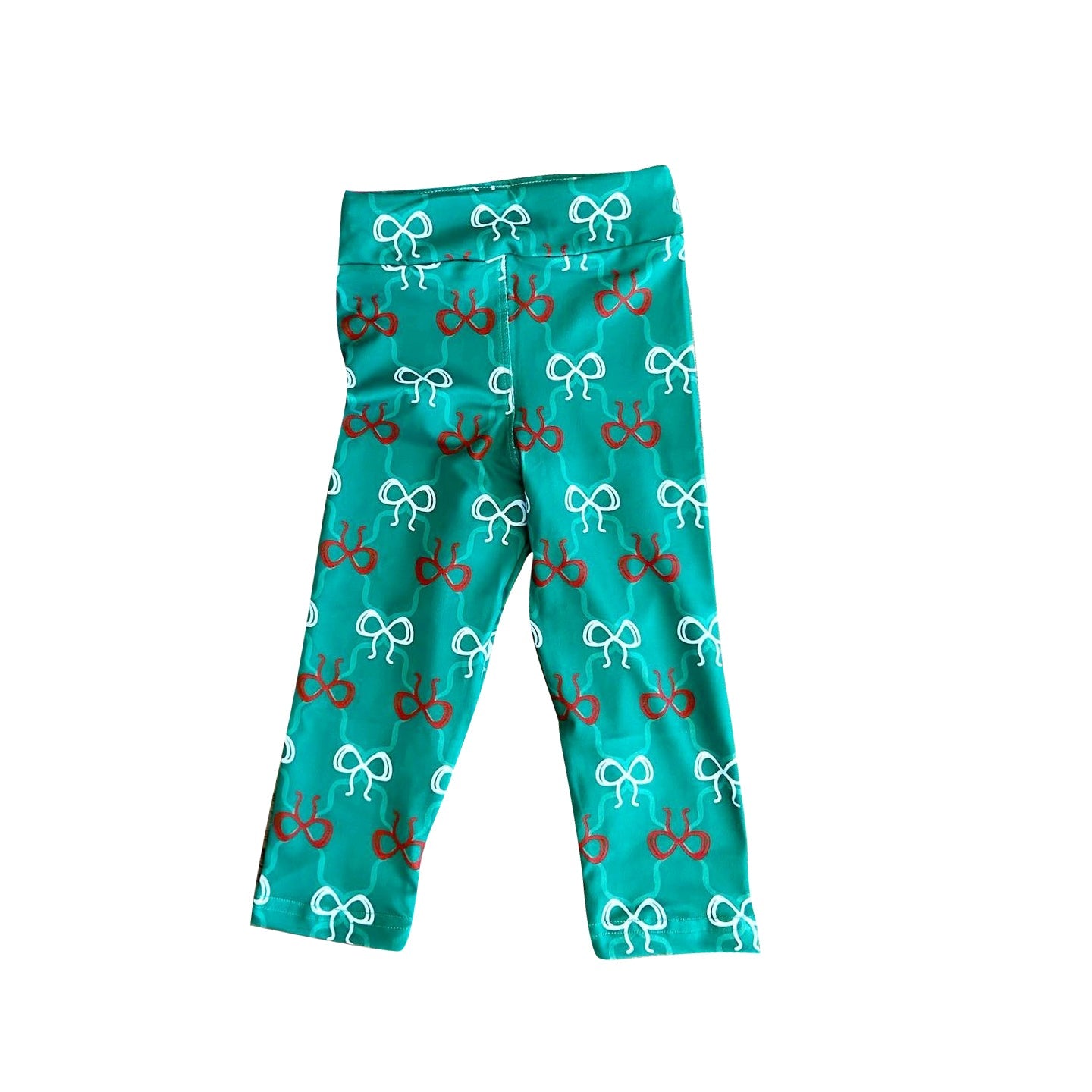 ( Moq 5 ) Preorder Baby Girl Toddler Bows Green Christmas Legging Pants