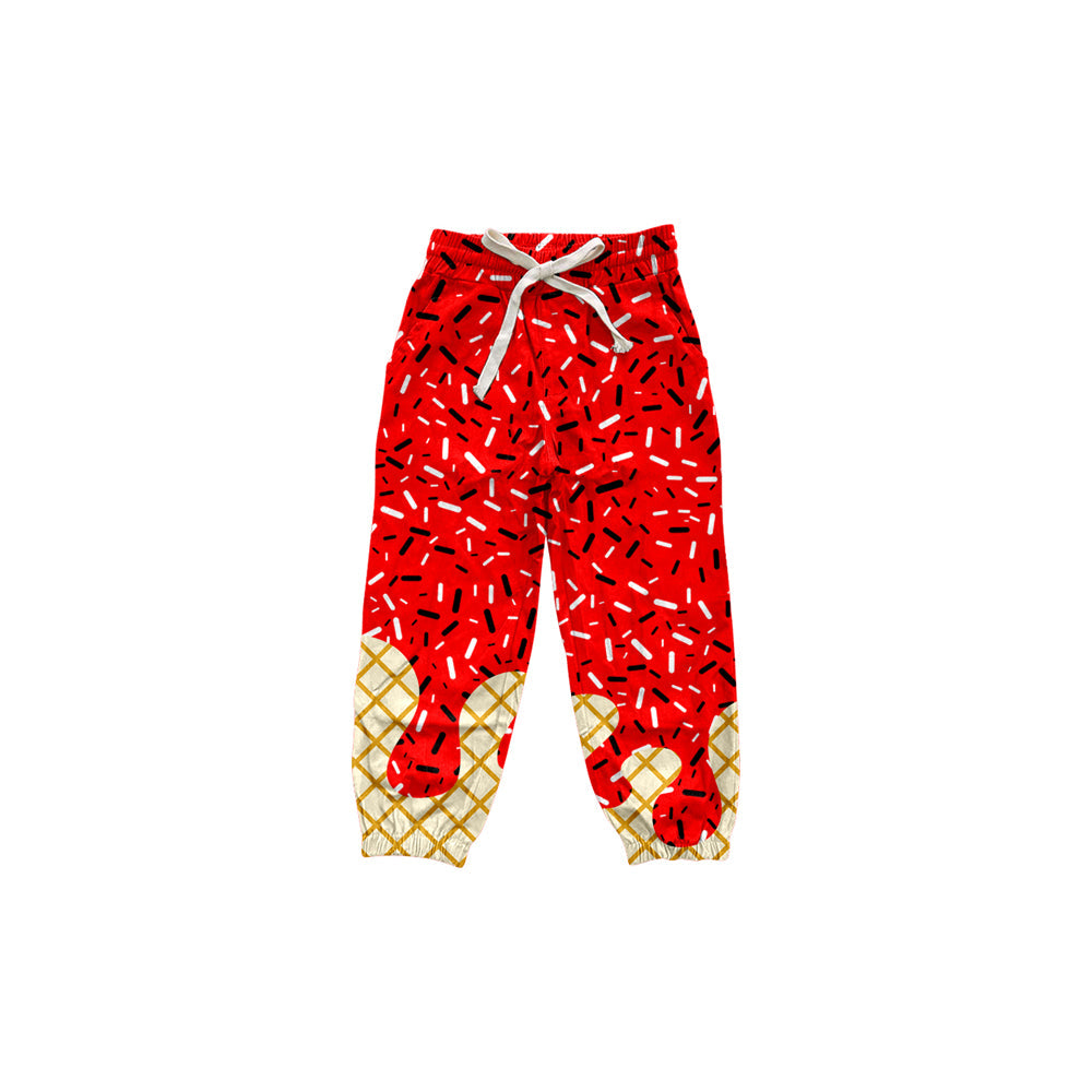 ( Moq 5 ) Preorder Baby Girl Red Drips Team Pockets Joggers Yoga Active Pants