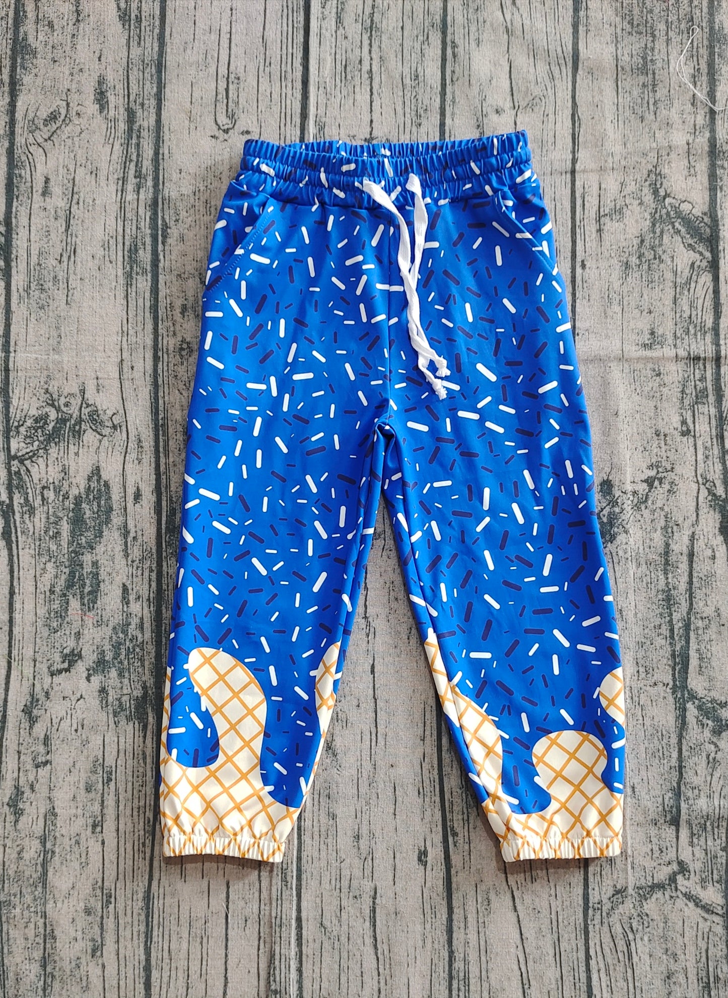 Baby Girl Blue Drips Team Pockets Joggers Yoga Active Pants RTS