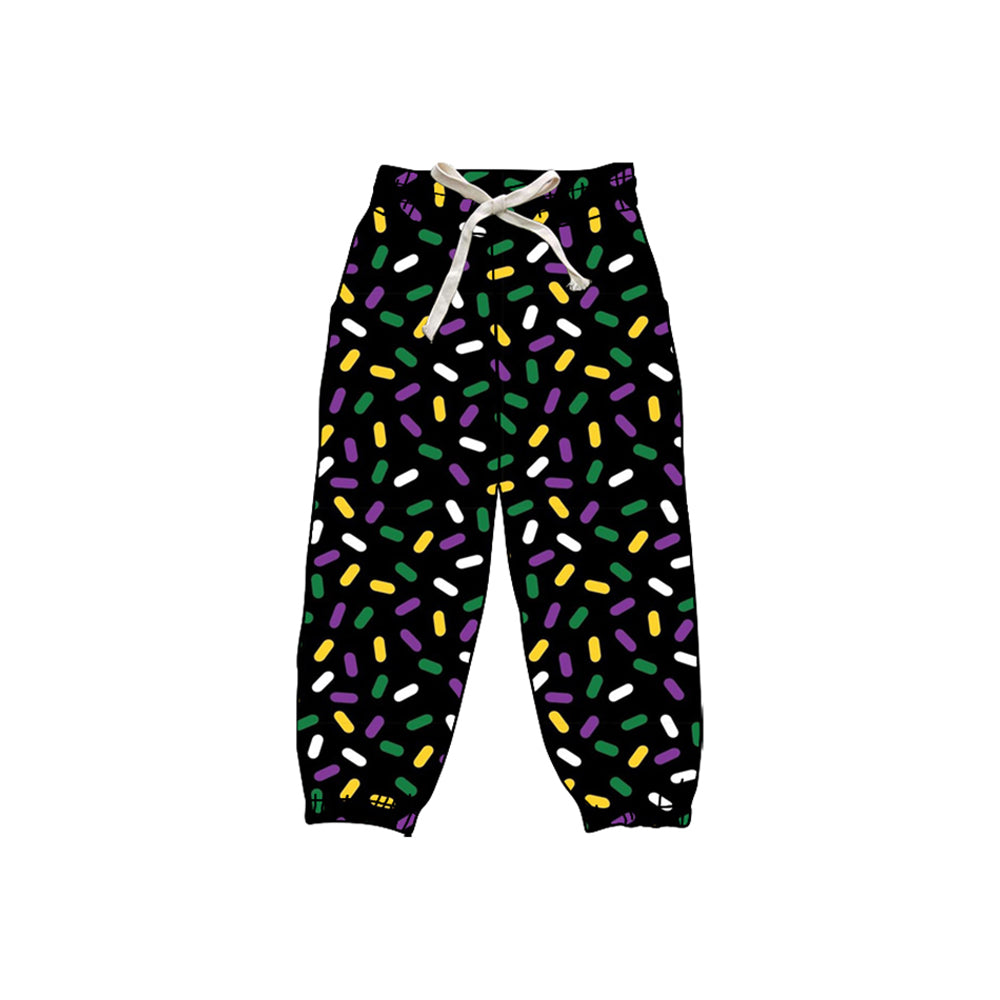 ( Moq 5 ) Preorder Girls Kids Adult Mardi Gras Candy Yoga Active Joggers Pants