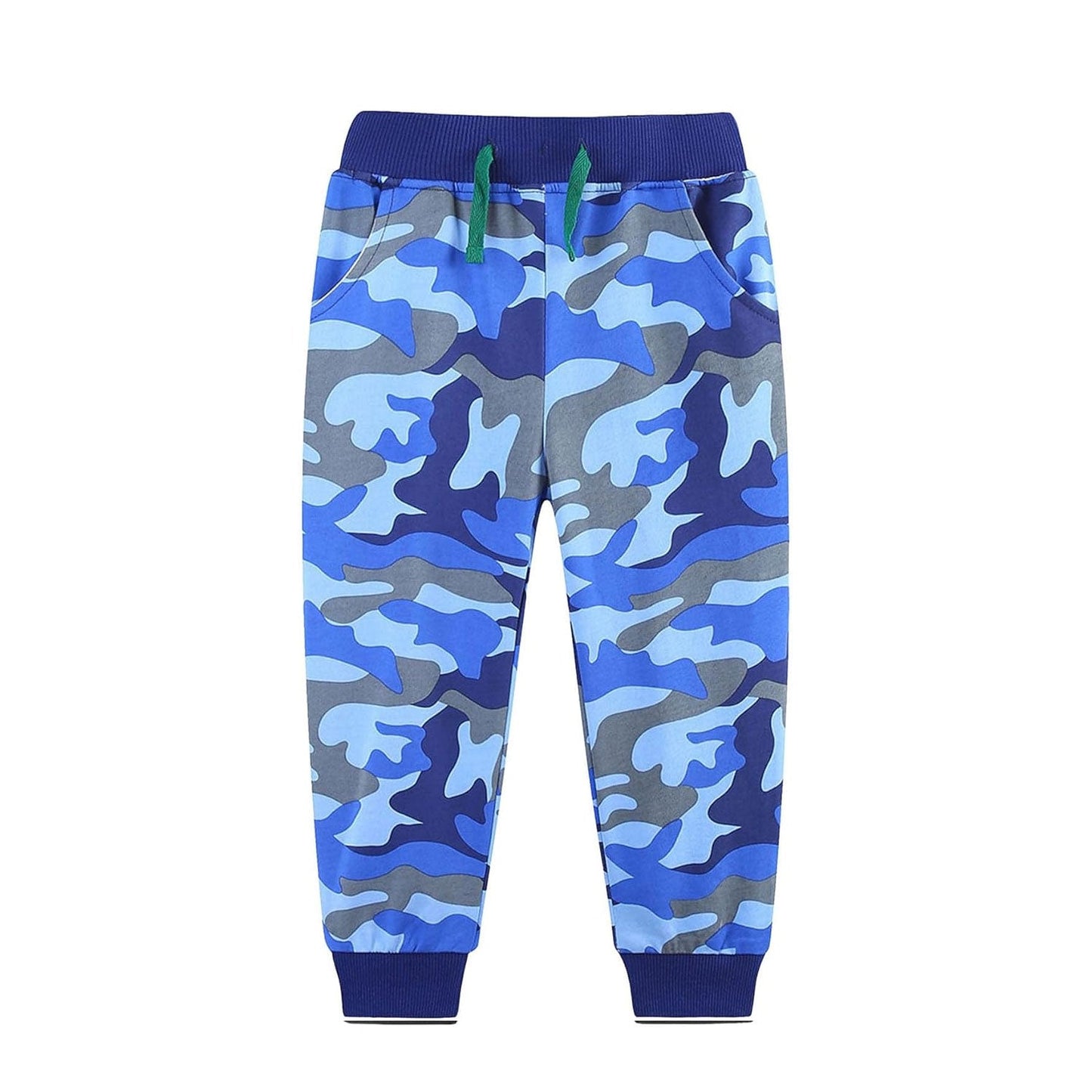 ( Moq 5 )Preorder Baby Boys Blue Camo Pockets Joggers Pants Bottom