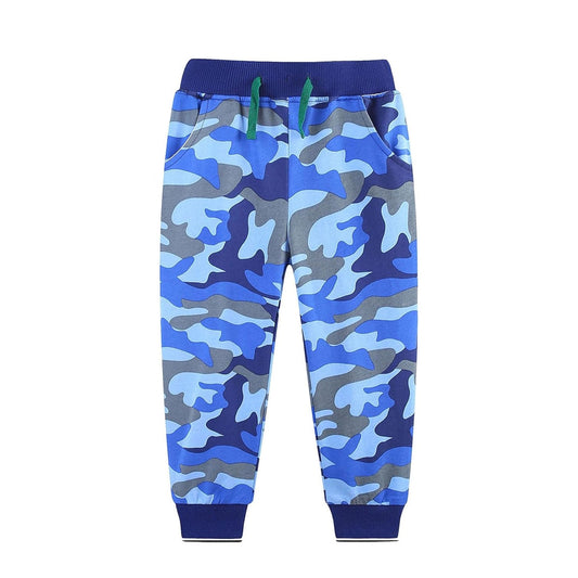 ( Moq 5 )Preorder Baby Boys Blue Camo Pockets Joggers Pants Bottom