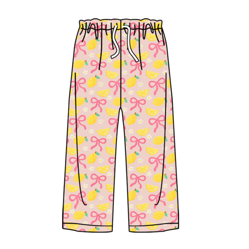 Preorder Adult Women Bows Lemons Pajamas Pants Bottoms