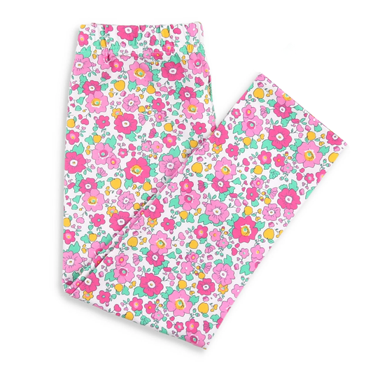 ( Moq 5 ) Girls Kids Pink Flower Pants Bottoms