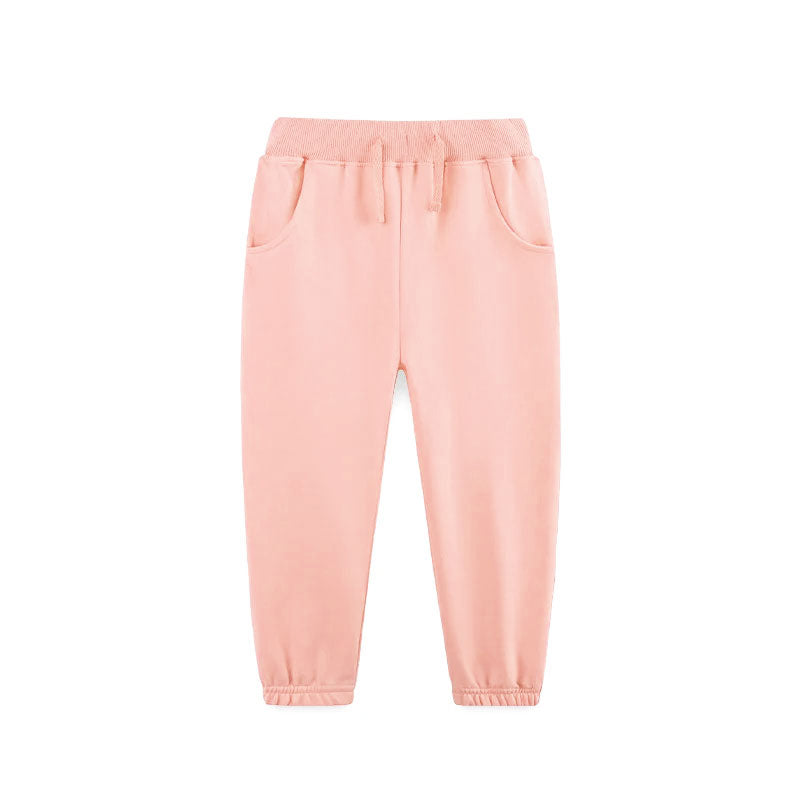 ( Moq 5 ) Preorder Girls Kids Pink Pockets Cotton Joggers Pants Bottoms