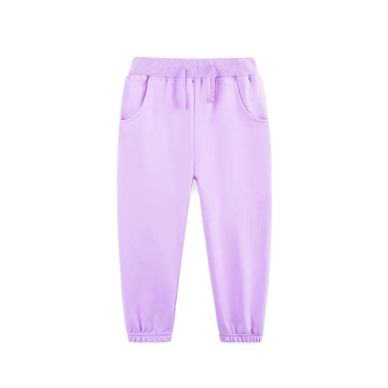 ( Moq 5 ) Preorder Girls Kids Purple Pockets Cotton Joggers Pants Bottoms