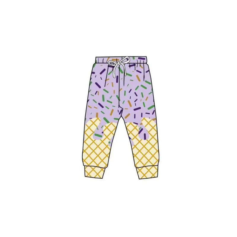 ( Moq 5 ) Preorder Girls Kids Mardi Gras Sprinkles Purple Drips Jogger Pants