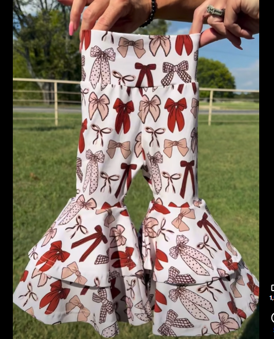 ( Moq 5 ) Preorder Girls Kids Bows Ruffle Bell Pants Bottoms