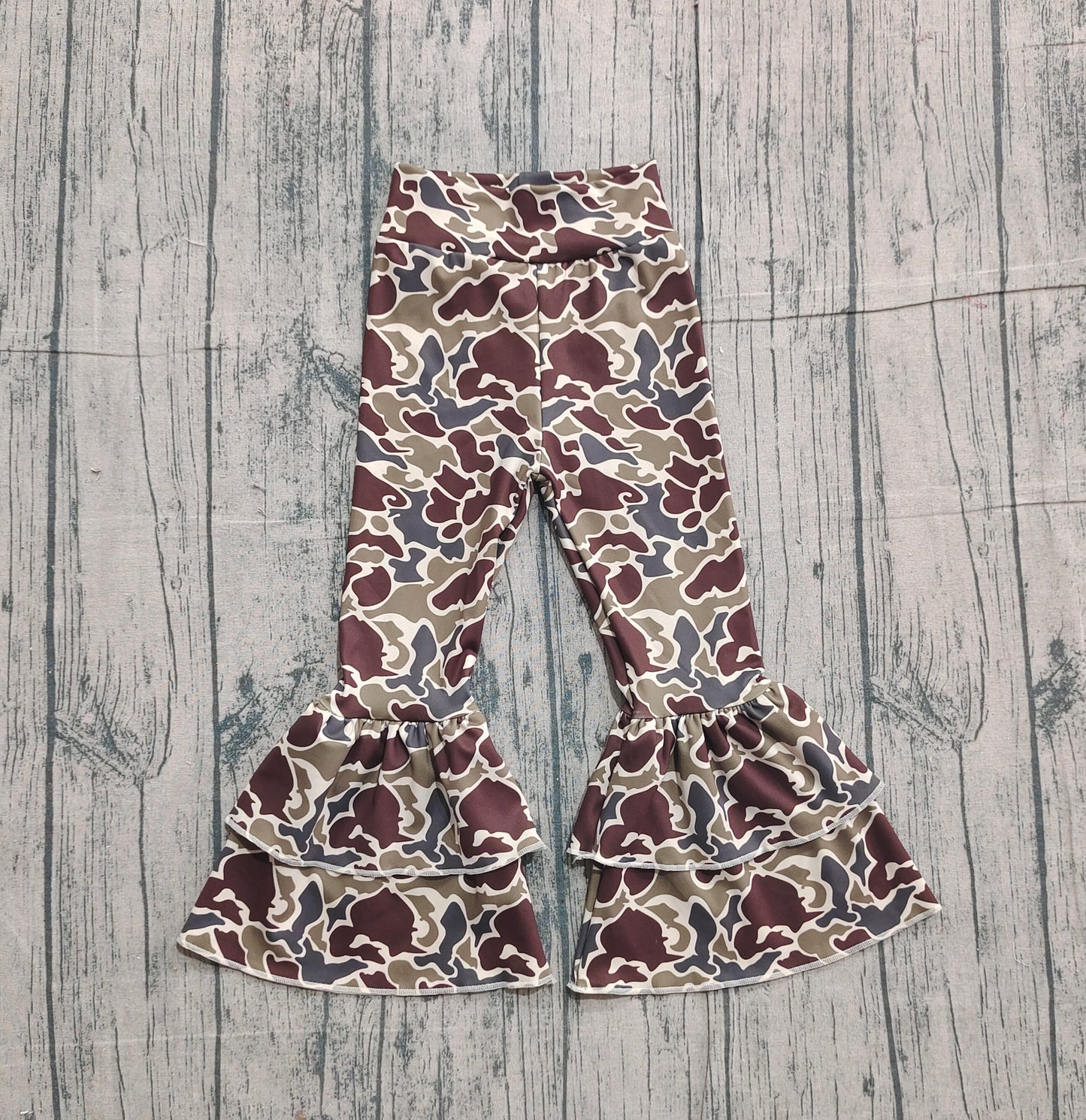 Baby Girls Kids Camo Ruffle Bell Pants Yoga Active Bottoms RTS