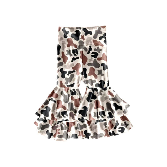 ( Moq 5 ) Preorder Girls Kids Camo Ruffle Bell Pants Bottoms