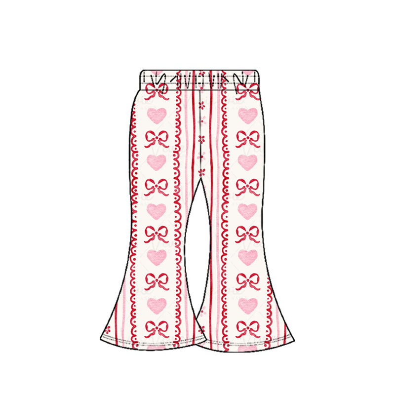 ( Moq 5 ) Preorder Girls Kids Valentine's Day Bows Hearts Bell Pants Bottoms