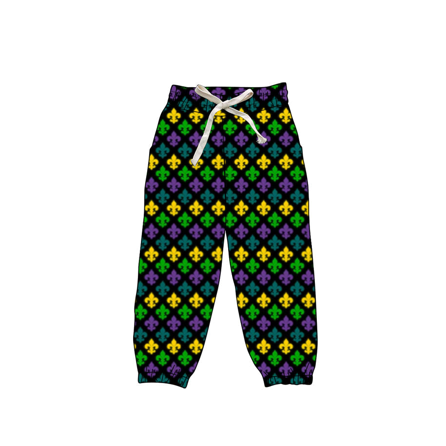( Moq 5 ) Preorder Kids Girls Mardi Gras Anchors Pockets Pants