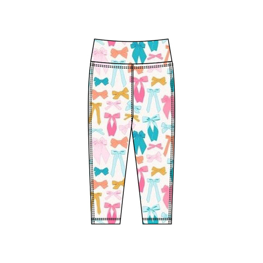 ( Moq 5 ) Preorder Baby Girls Colorful Bows Yoga Active Leggings Pants Bottoms